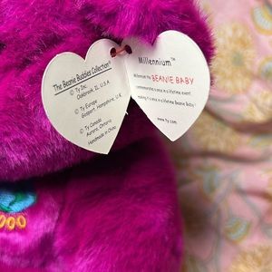 TY Original Beanie Buddie Deadstock retired 1999 Millennium color pink